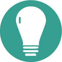 Picto rond vert avec une ampoule blanche au centre